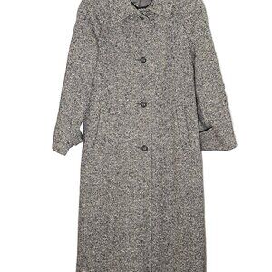 Vintage Ferncroft Trench Coat Wool Tweed Women’s Size 10 P Long Button Up Union
